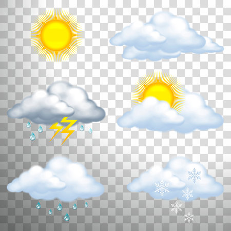 icons of weather events on a transparent backgroundのイラスト素材