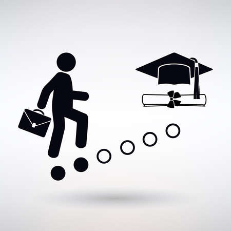 a student climbs the ladder of knowledge and gets an educationのイラスト素材