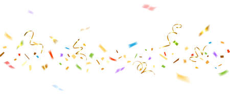 horizontal banner with falling confetti on white backgroundのイラスト素材