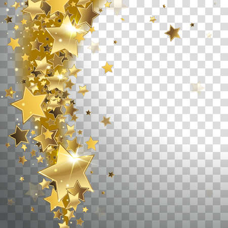 stream of golden and shiny stars on a transparent backgroundのイラスト素材
