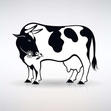 silhouette of a dairy cow on a light backgroundのイラスト素材