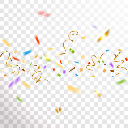 festive multicolored confetti flies on a transparent backgroundのイラスト素材