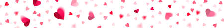 horizontal banner with confetti of falling hearts on a white backgroundのイラスト素材