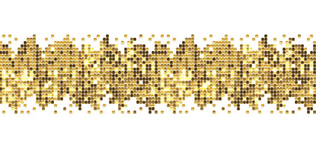 horizontal banner with sparkling gold sequins on a white backgroundのイラスト素材