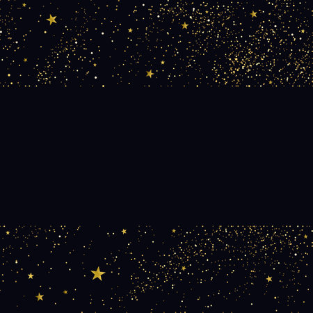 banner with gold sequins and stars on a black backgroundのイラスト素材