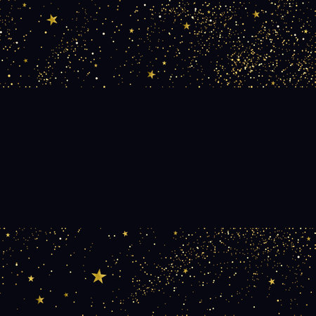 banner with gold sequins and stars on a black backgroundの素材 [FY310193529395]