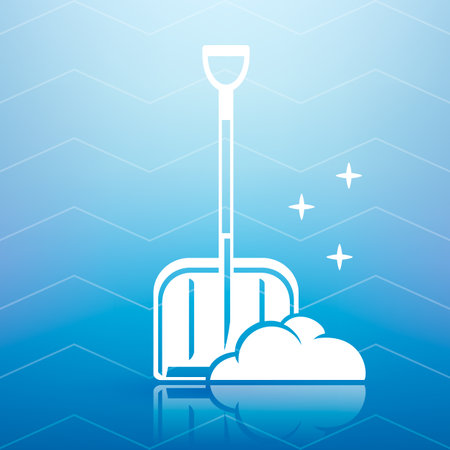 symbol shovel for snow cleaning on a blue backgroundのイラスト素材