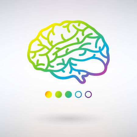 multicolored brain icon on a light backgroundのイラスト素材
