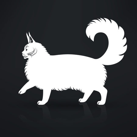 white Maine Coon cat side view on a dark backgroundのイラスト素材