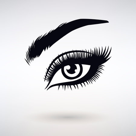 beautiful female eye with long eyelashes on a light backgroundのイラスト素材