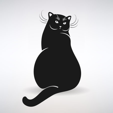 the cat sitting with his back to us looked backのイラスト素材