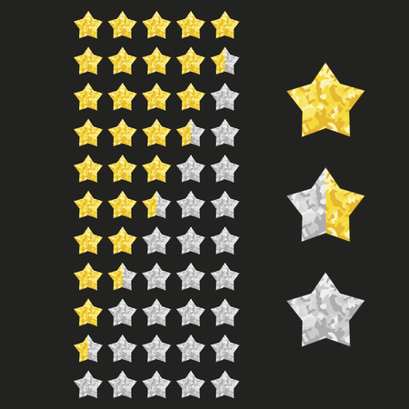 Glitter sparkling rating stars set. Vector illustration.のイラスト素材