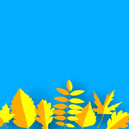 Vector background with autumn leaves in paper cut styleのイラスト素材