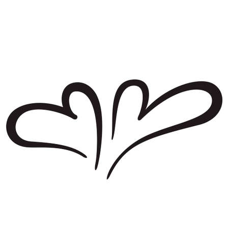 Two hand drawn hearts isolated on white background. Vector decorative elementのイラスト素材