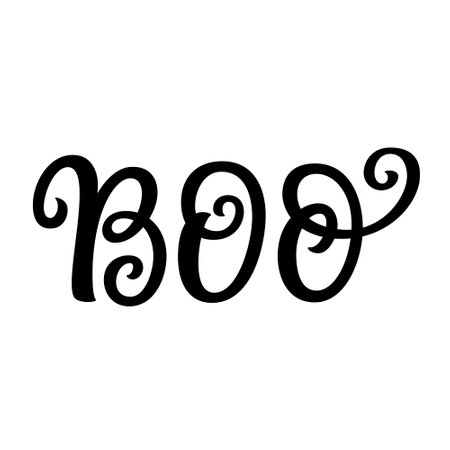 Boo. Hand lettering Halloween text isolated on white background. Vector typography for posters, banners, cards, t shirtsのイラスト素材