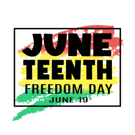 Juneteenth freedom day, june 19. Vector typography text isolated on white background for posters, banners, cardsのイラスト素材
