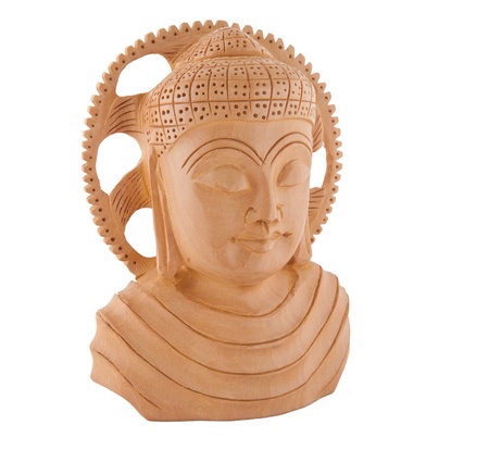 Wooden Buddha Sculpture - Rightの写真素材