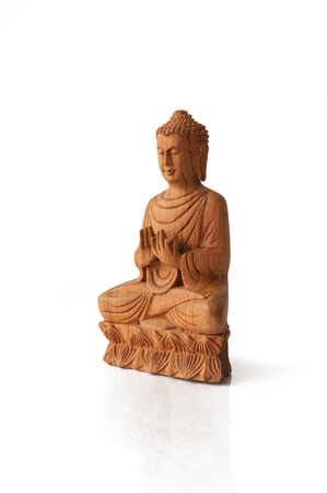 Wooden Buddha on Lotus, Dharmacakra Mudra - Leftの写真素材