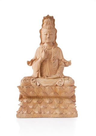 Wooden Guan Yin Statueの写真素材