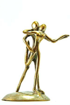 Dancing Doll boy and girl isolated on whiteの写真素材