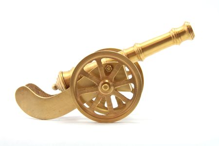 Golden Canon Isolated on White From Side Perspectiveの写真素材