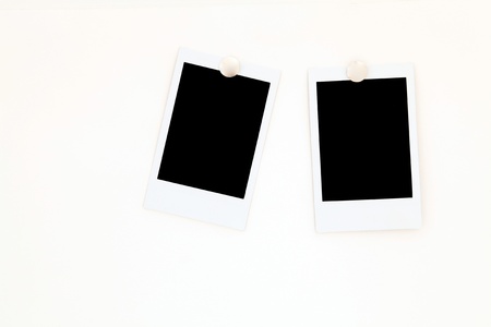 isolated two blank polaroids framesの写真素材