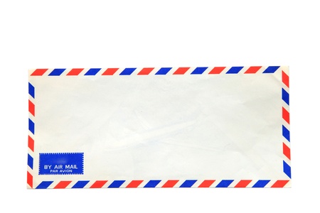 air mail envelope isolated on white backgroundの写真素材