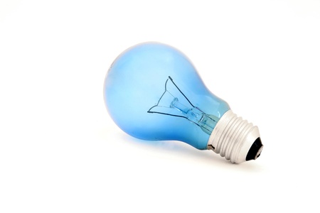 isolated blue light bulb for readingの写真素材