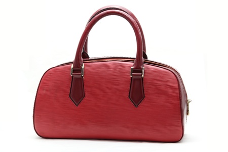 red fake leather woman bagの写真素材