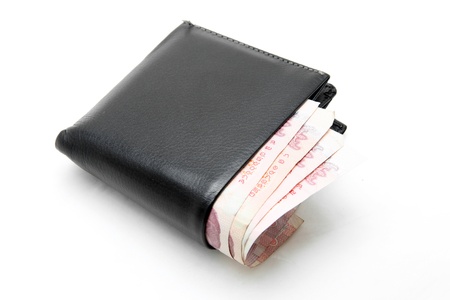 money in leather walletの写真素材