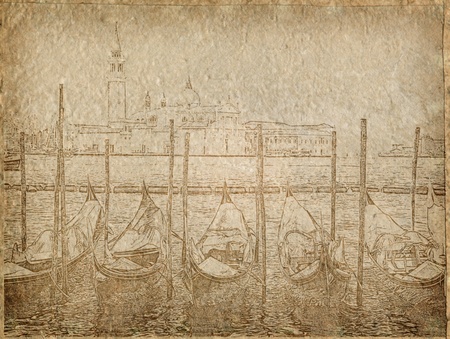 vintage Paper with gondola in Veniceの写真素材