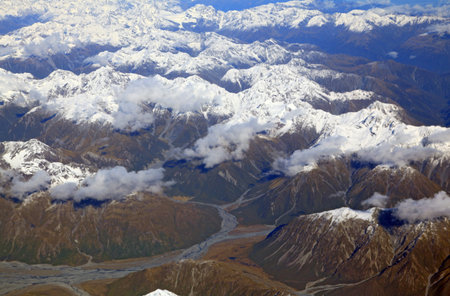 landscape of southern alpine alps from top view