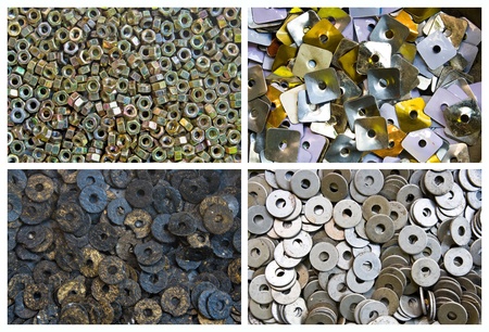 collection of bolts and nuts construction tool or equipmentの写真素材