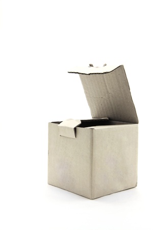 Empty craft recycle paper box isolated on whiteの写真素材