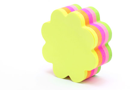 color flower shape memo stick isolated on white