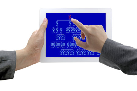 man hand touch on CEO on Tablet for recruitment conceptの写真素材