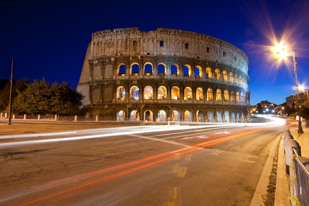 colosseum at night famous landmark of Rome Italyの写真素材