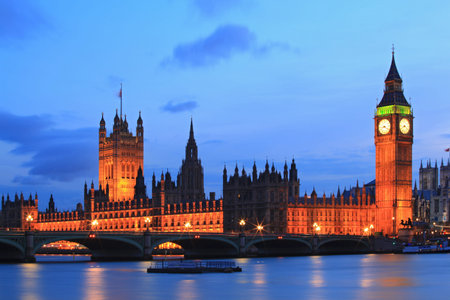 Big Ben and House of Parliament at River Thames International Landmark of London England United...