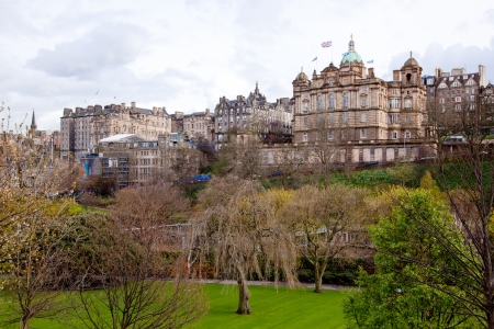 Edinburgh skyline with garden Scotland UKの写真素材