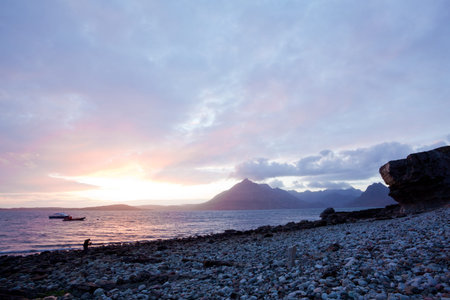 Beautiful Sunset at Stony Beach Elgol Isle of Skye Highland Scotland