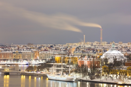 Stockholm Skyline Cityscape at Night Swedenの写真素材