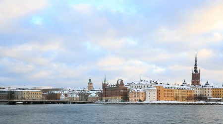 Cityscape of Gamla Stan Old Town Stockholm city Swedenの写真素材