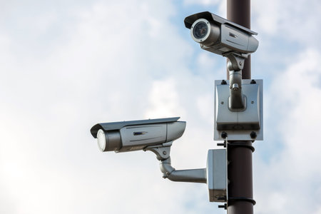 Security Camera CCTV with blue sky