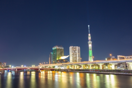 Tokyo skytree illumination at dusk Japanのeditorial素材