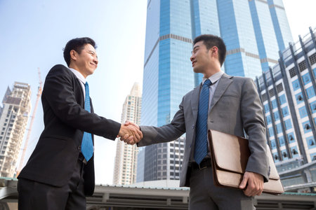 businessman partner shaking hand for business dealの写真素材