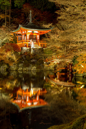 Daigoji Temple Shingon Buddhist temple at night in daigo Kyoto Japanのeditorial素材