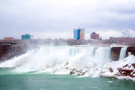 American Falls as viewed from Table Rock in Queen Victoria Park in Niagara Falls, Ontario, Canada の写真素材