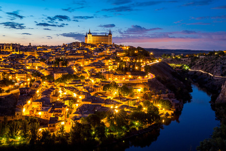 Toledo Cityscape at dusk Spainの写真素材