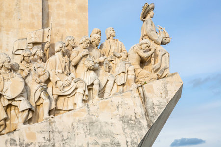 monument to the discoveries Lisbon Portugal at duskのeditorial素材