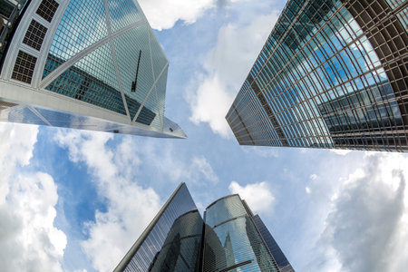 Looking up Modern office buildings in Central Hong Kong